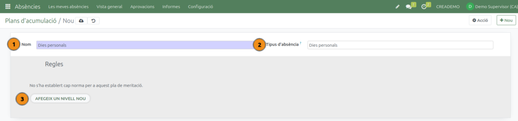 Crear un nou pla d'actualització. Absencies_CreaERP_07