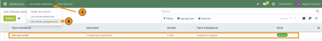 Absències. Disponibilitat d'absències.